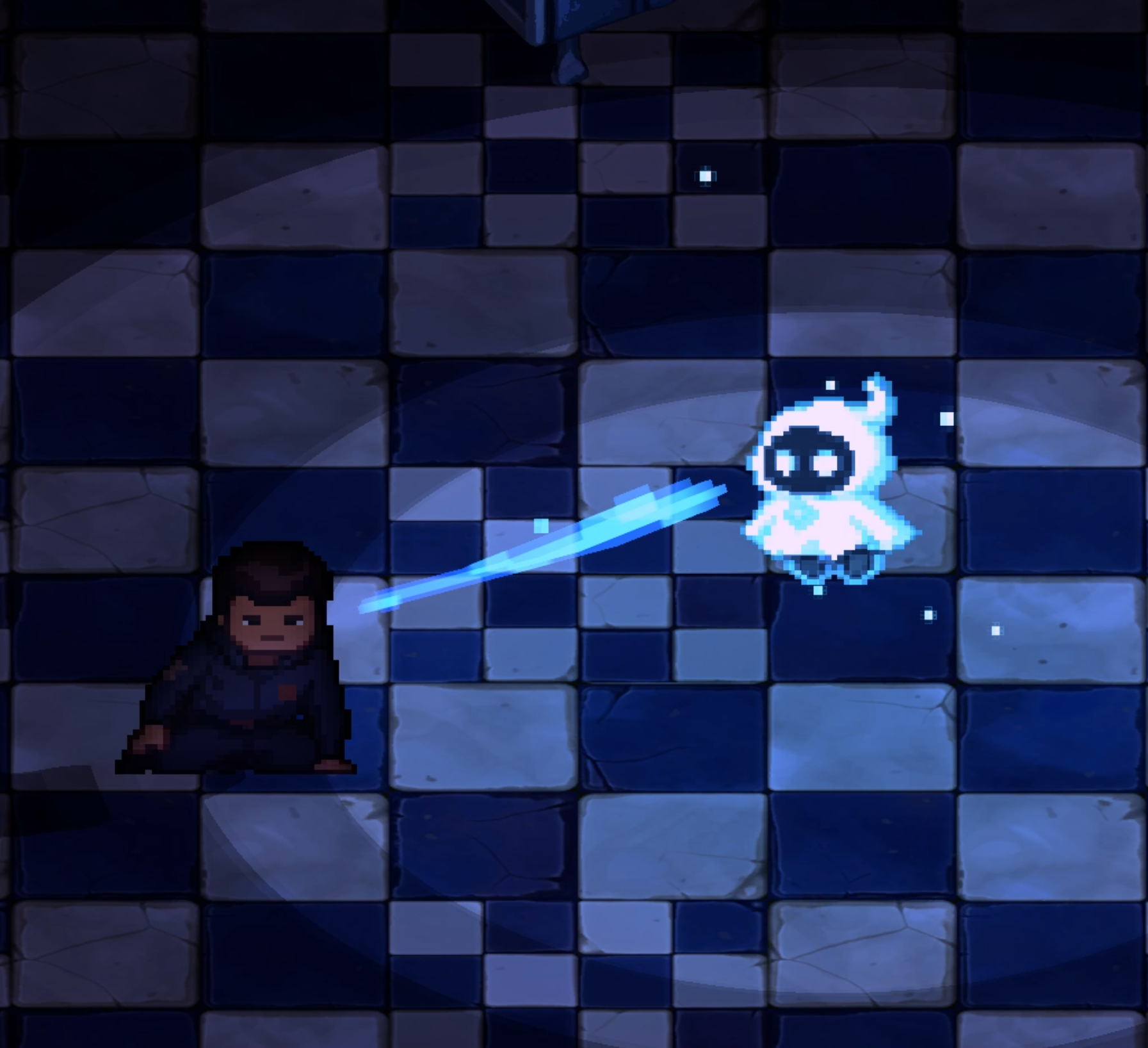 Gemini, a hybrid 2D pixel-art and 3D low-poly Unity game environment