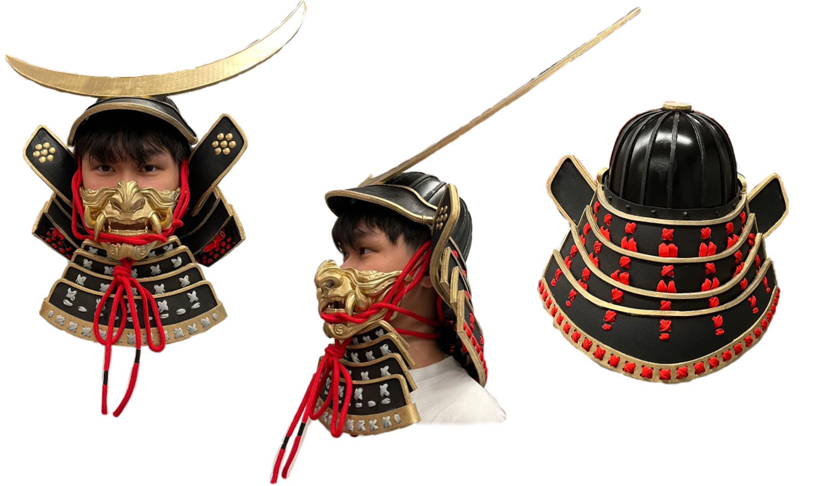 Me wearing the helment and mask with shots from three different angles